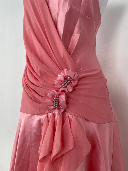 Brand new baby pink satin ruffled dress