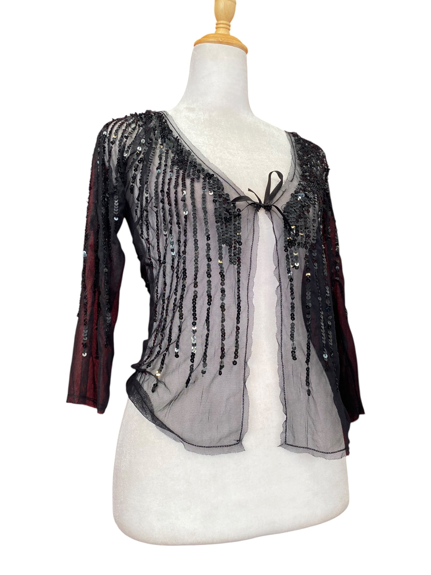 Handbeaded sequin top