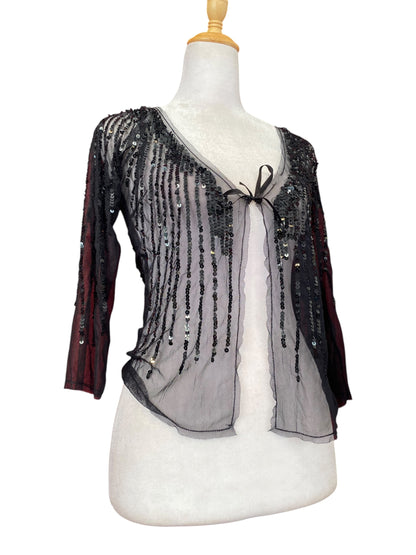 Handbeaded sequin top
