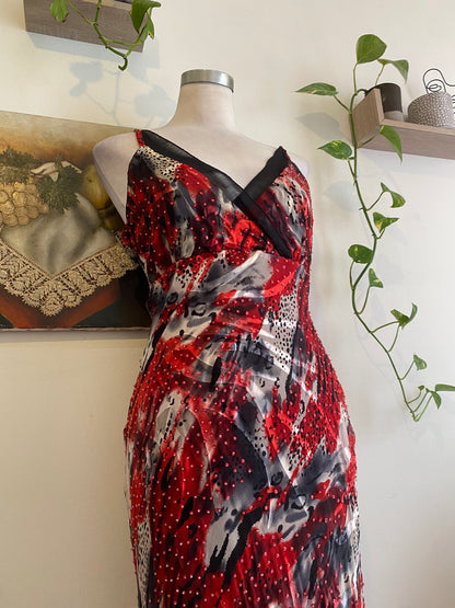 100% silk brand new handbeaded maxi gown