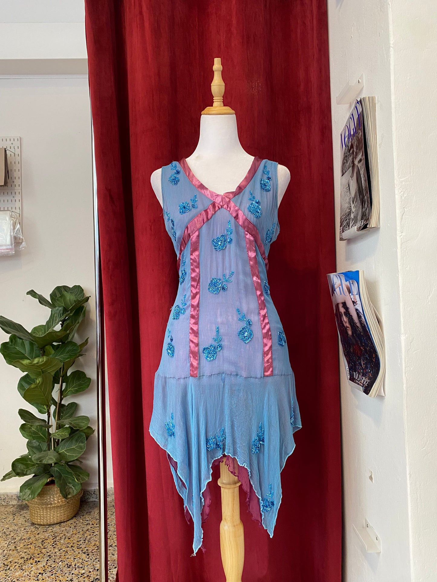 100% silk all over handbeaded dress