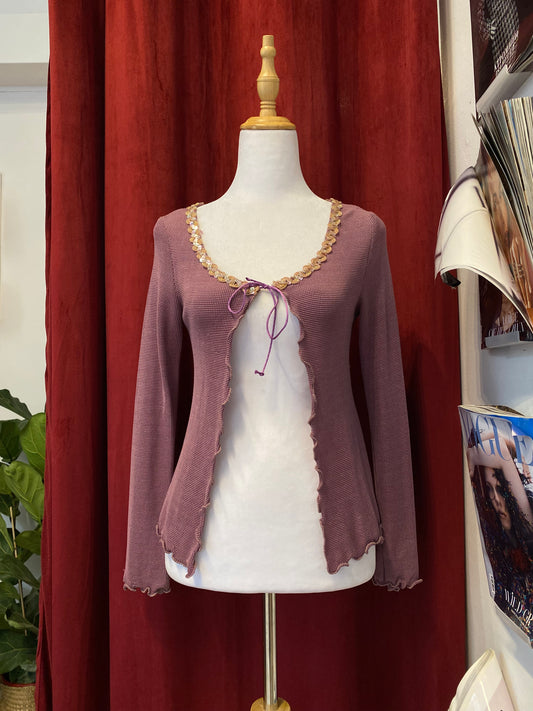 Lilac cardigan with sequin details