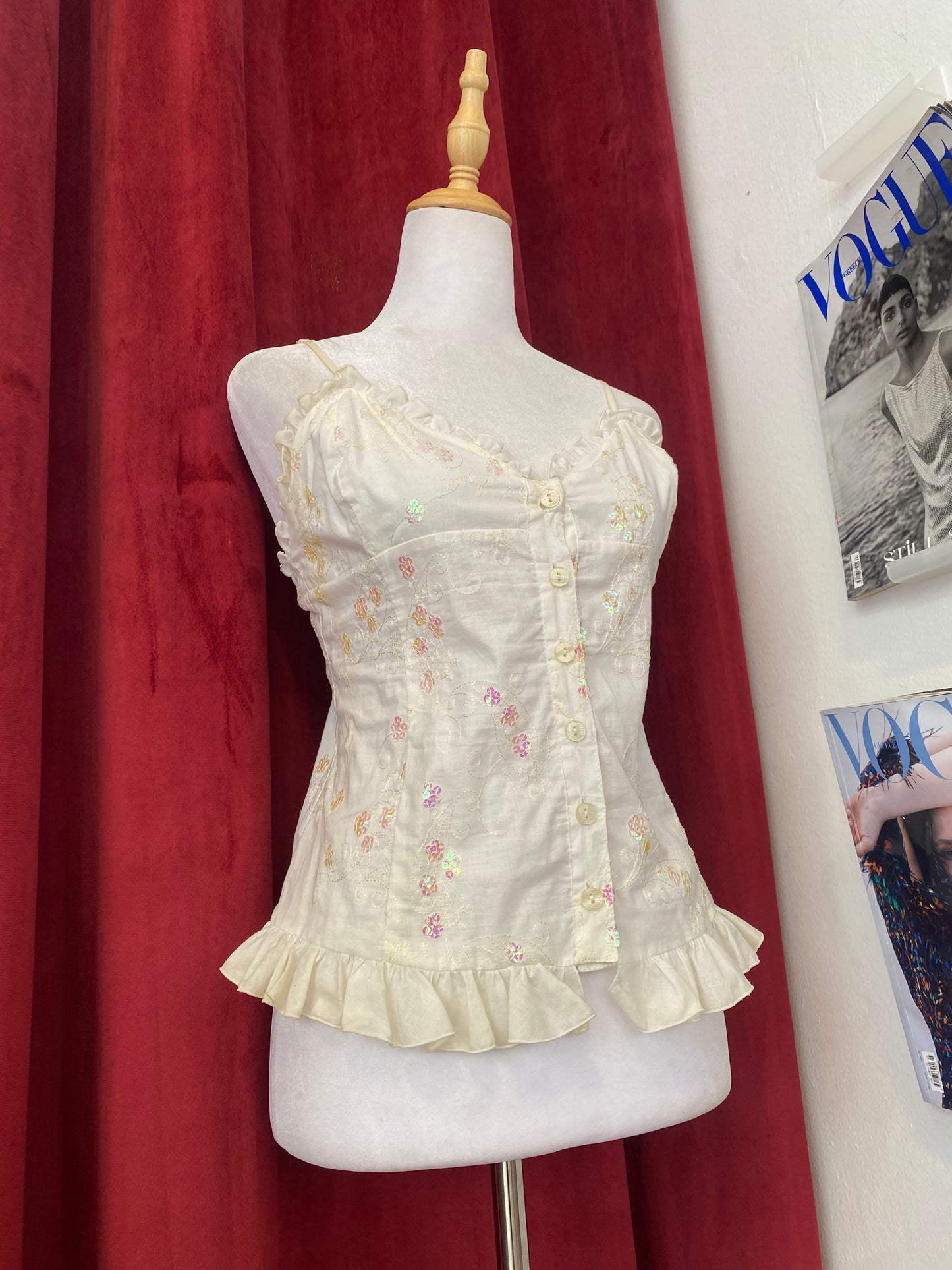 Linen sequin white top 🤍