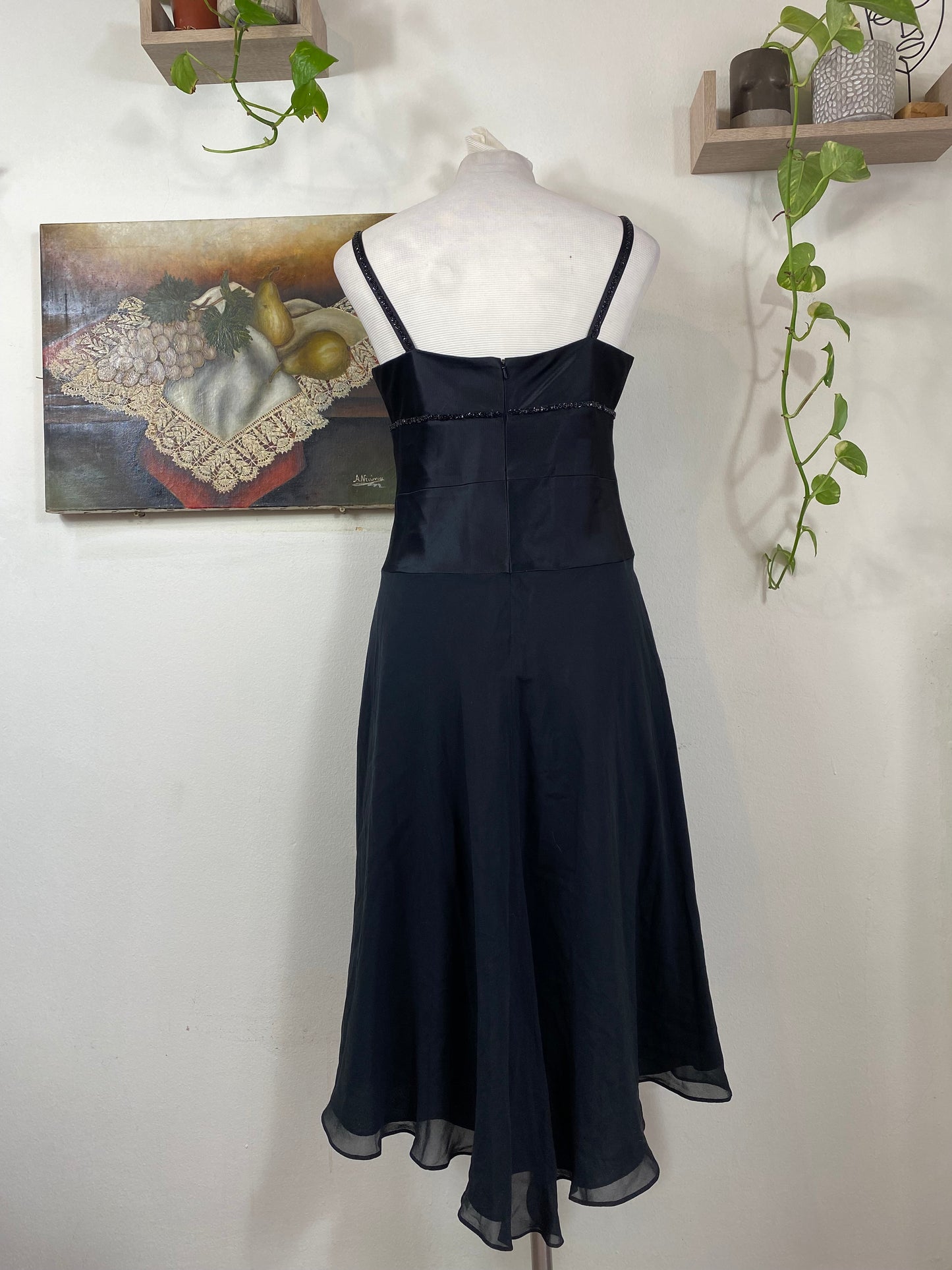 Black midi gown with sequin details