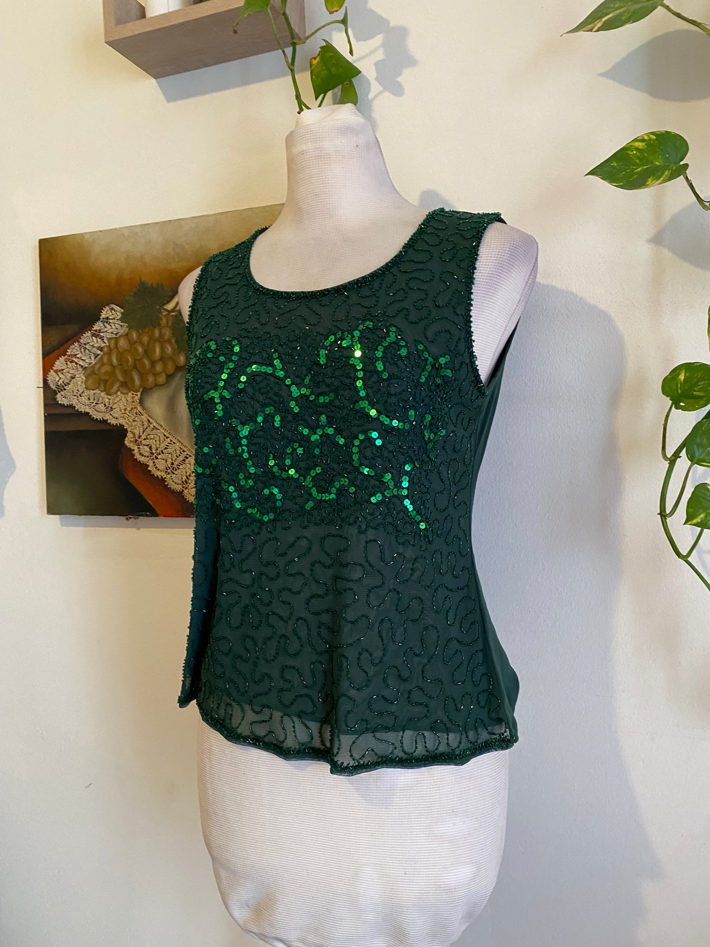 Brand new emerald 2 toned sequin top