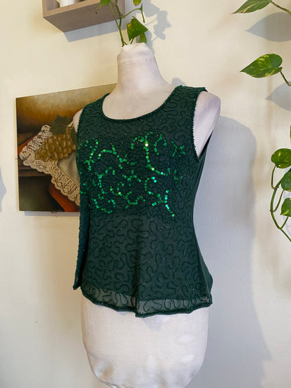 Brand new emerald 2 toned sequin top