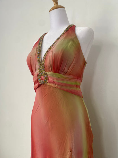 100% silk brand new fairy one of a kind gown with handbeaded details