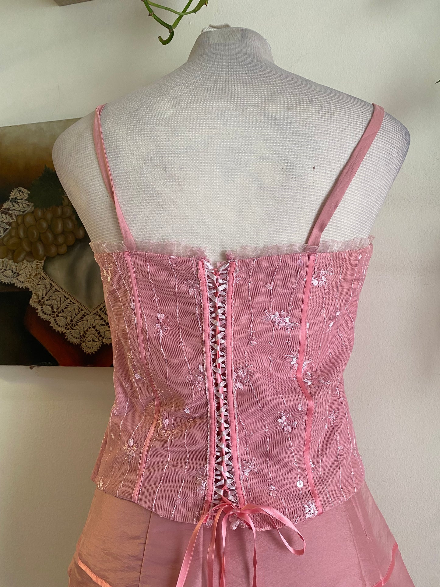 Y2K light pink organza set