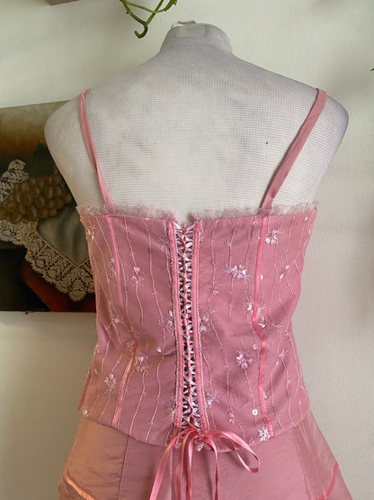 Y2K light pink organza set