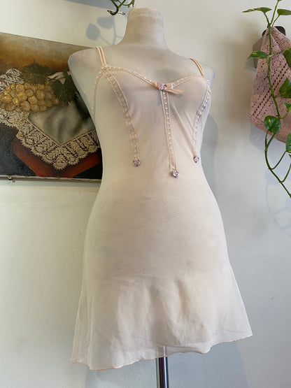Fairy light pink babydoll with flower details