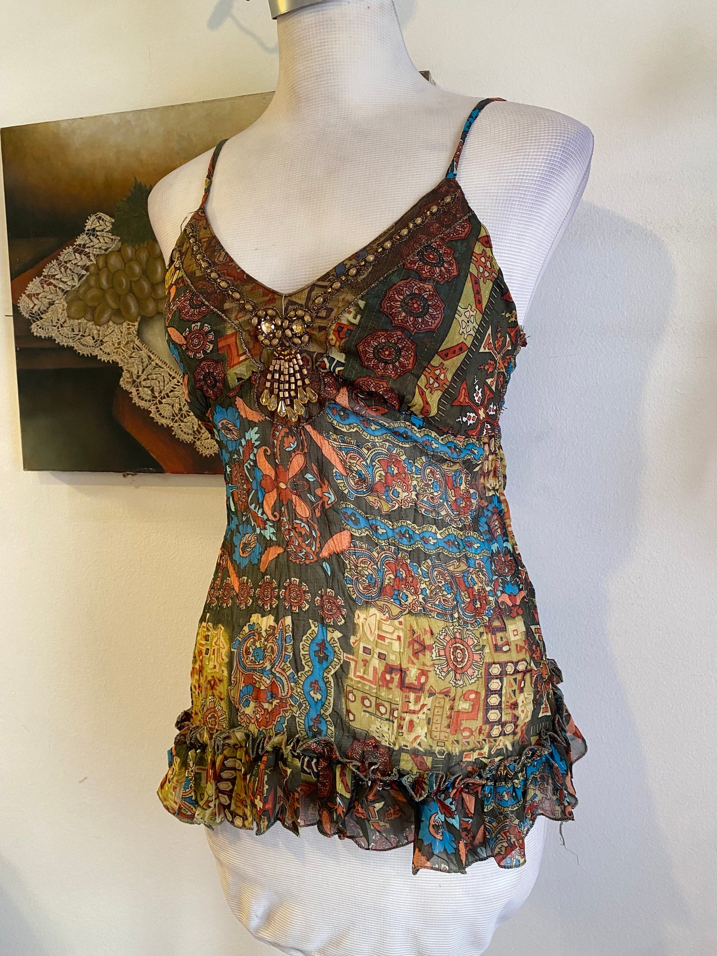 Silk based brand new beaded top