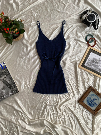 Motivi dark blue crochet top