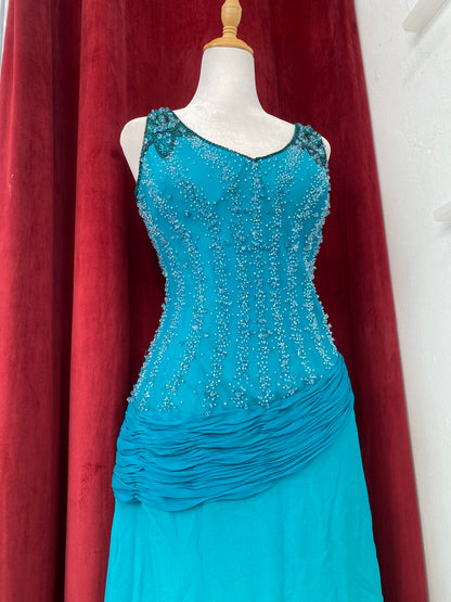 100% silk mermaid handbeaded gown