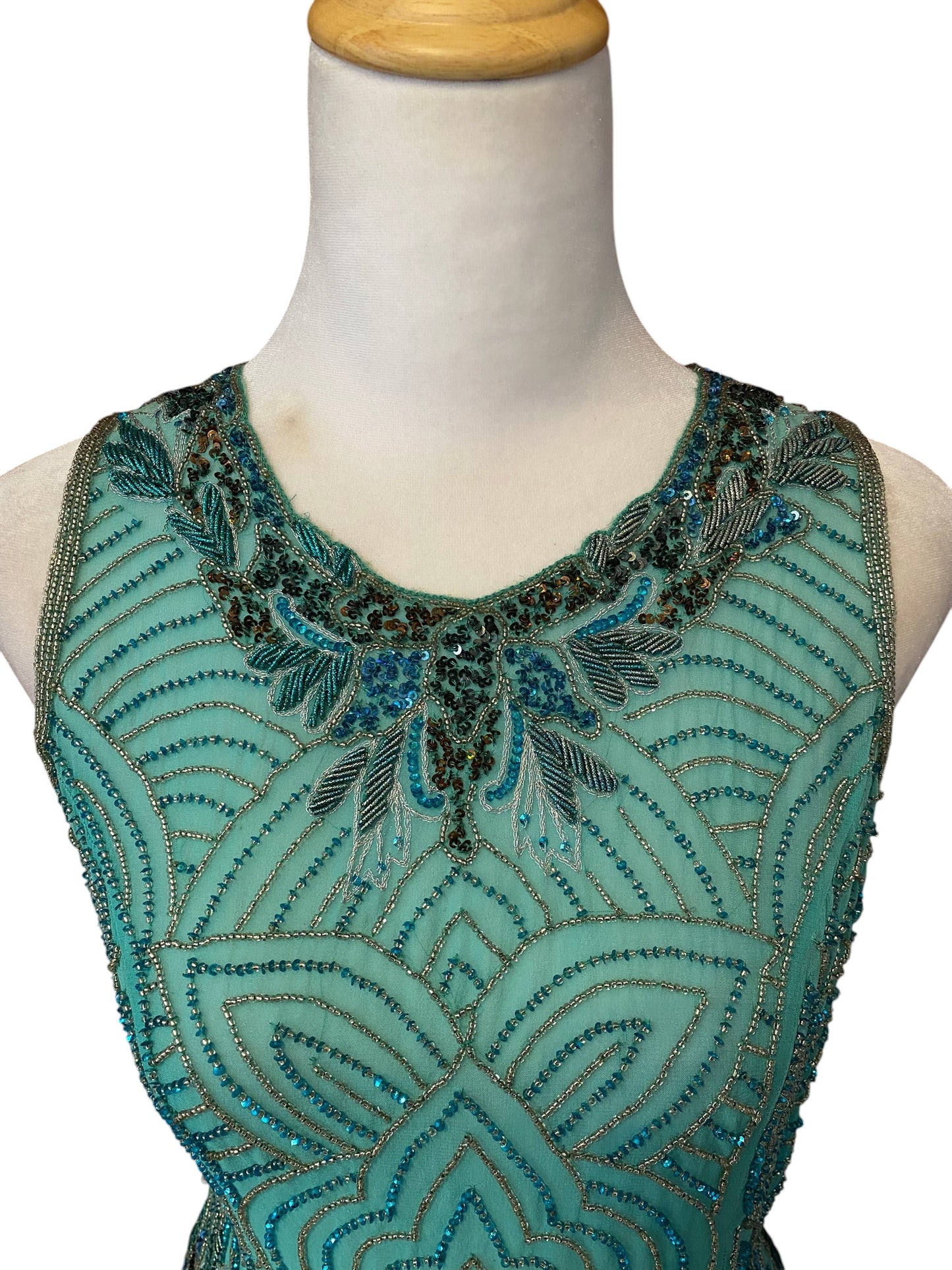 100% silk brand new handbeaded light blue top 🦋