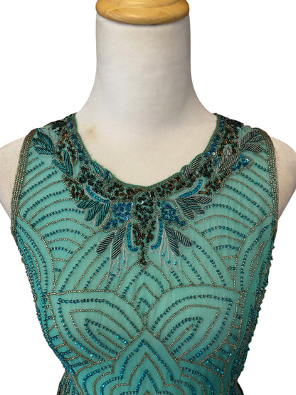 100% silk brand new handbeaded light blue top 🦋