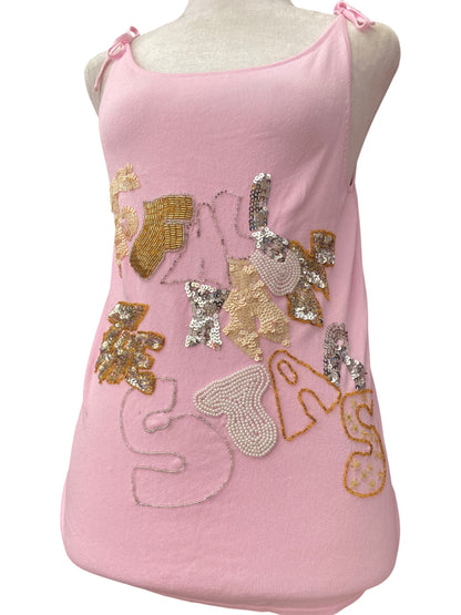 Pink sequin cami top