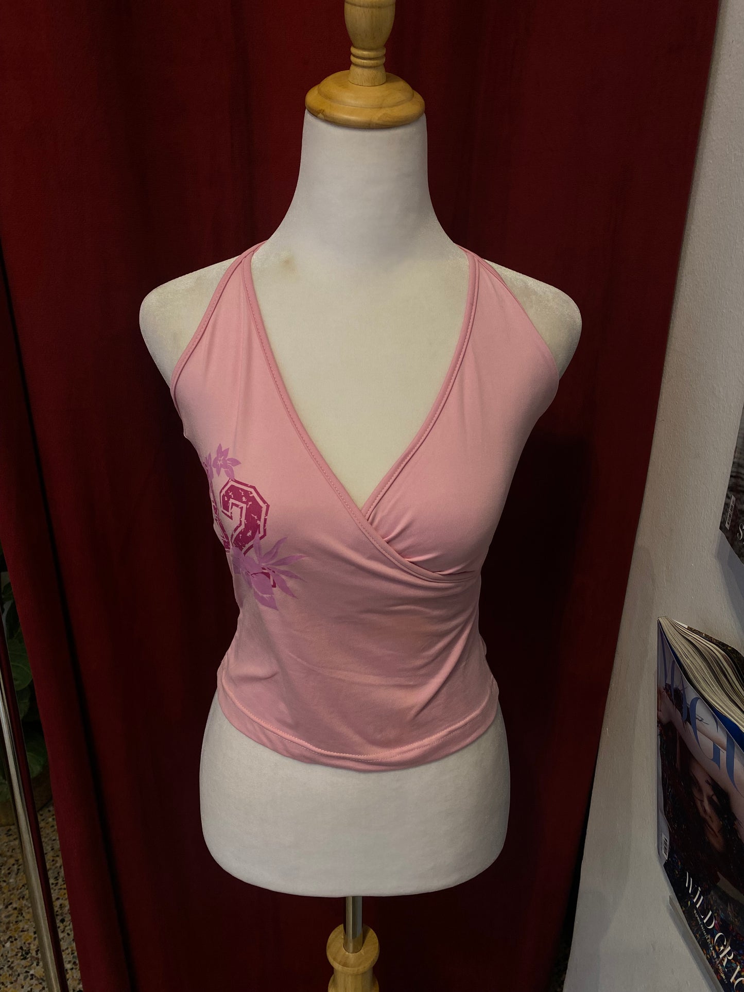 Pink graphic halter top 🌸