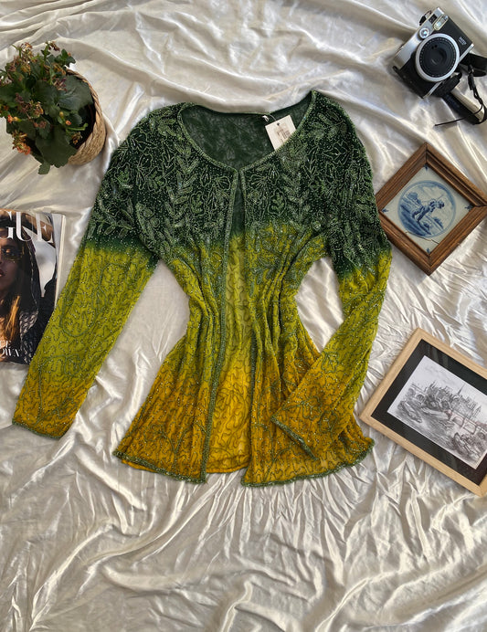 100% silk handbeaded luxurious cardigan 💚