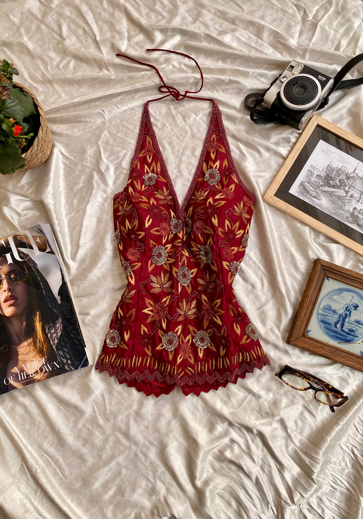 100% silk handbeaded lace up corset ❤️