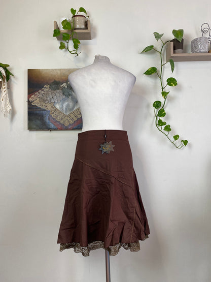 Brand new brown summer beaded ruffled skirt