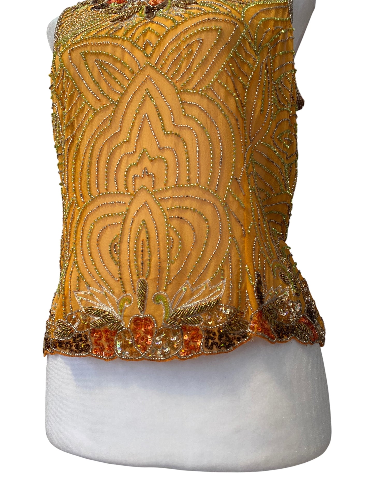 100% silk brand new orange aftershock handbeaded top🧡