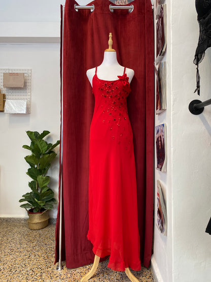 Brand new maxi dress with sequin and flower details