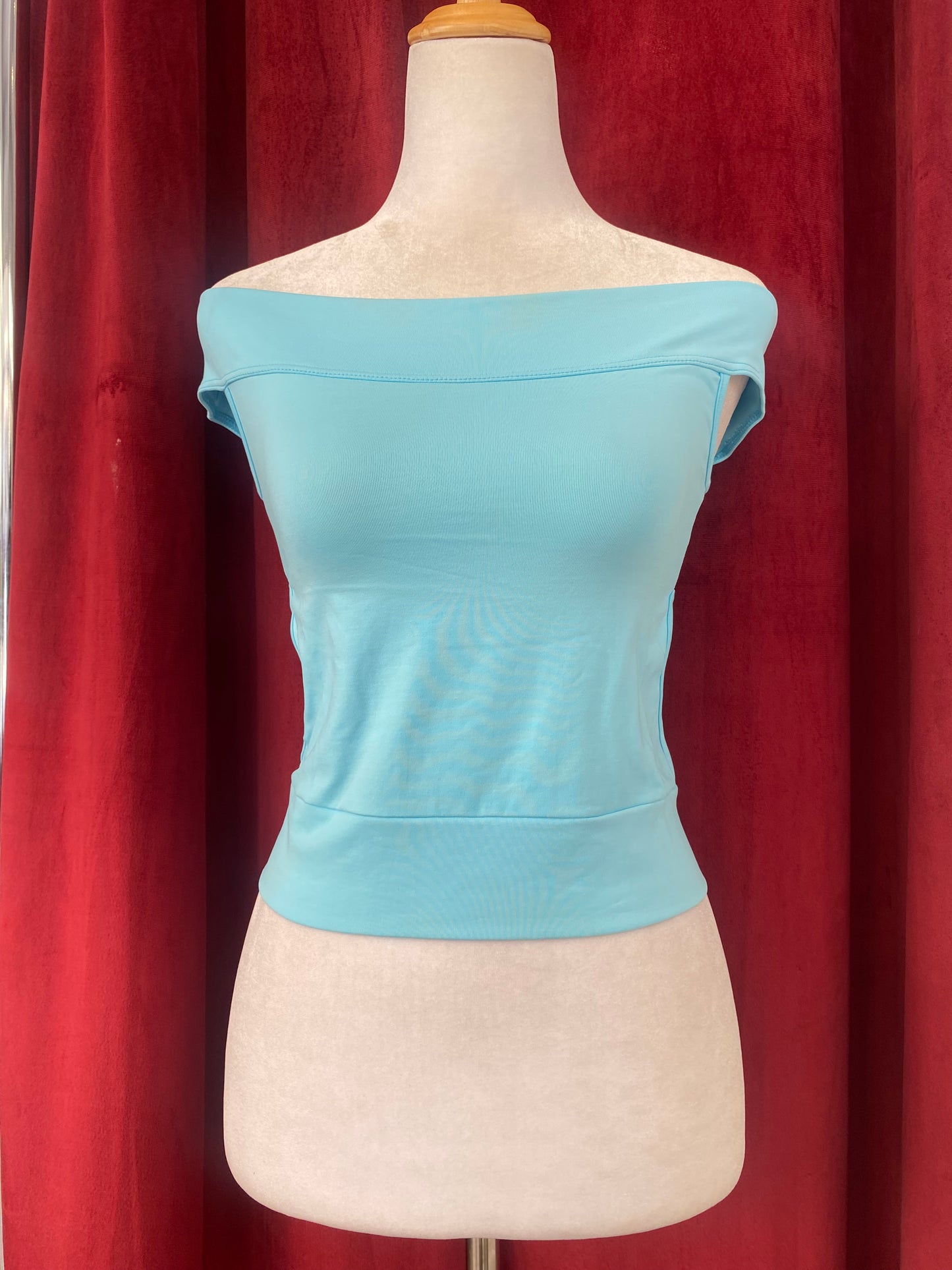 Open back light blue top