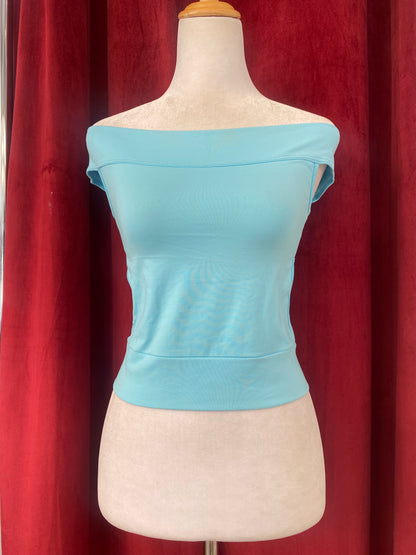 Open back light blue top