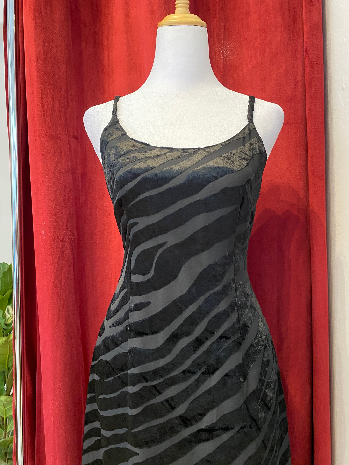 Brand new black velvet dress with zebra details