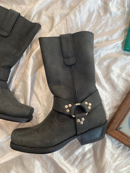 Leather brand new vintage black cowboy boots