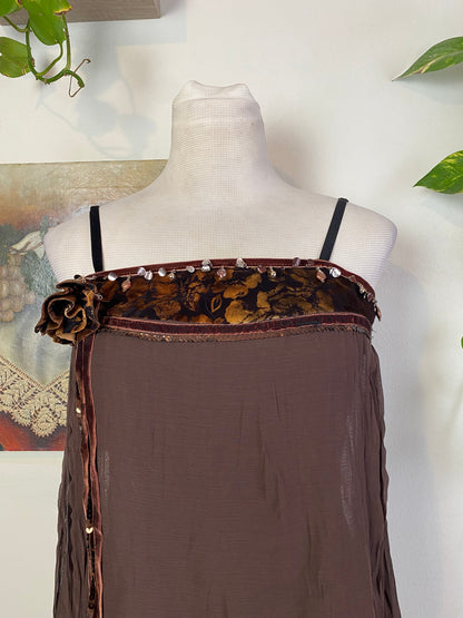 Brown brand new velvet top