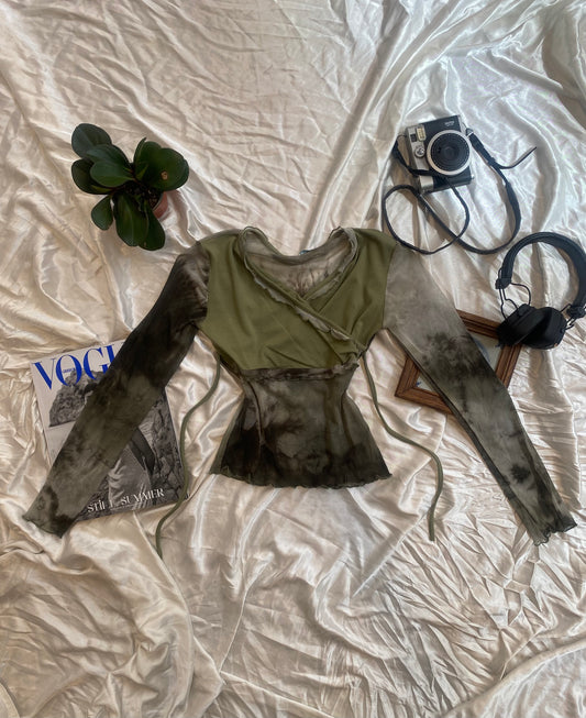 Brand new green top with sheer back