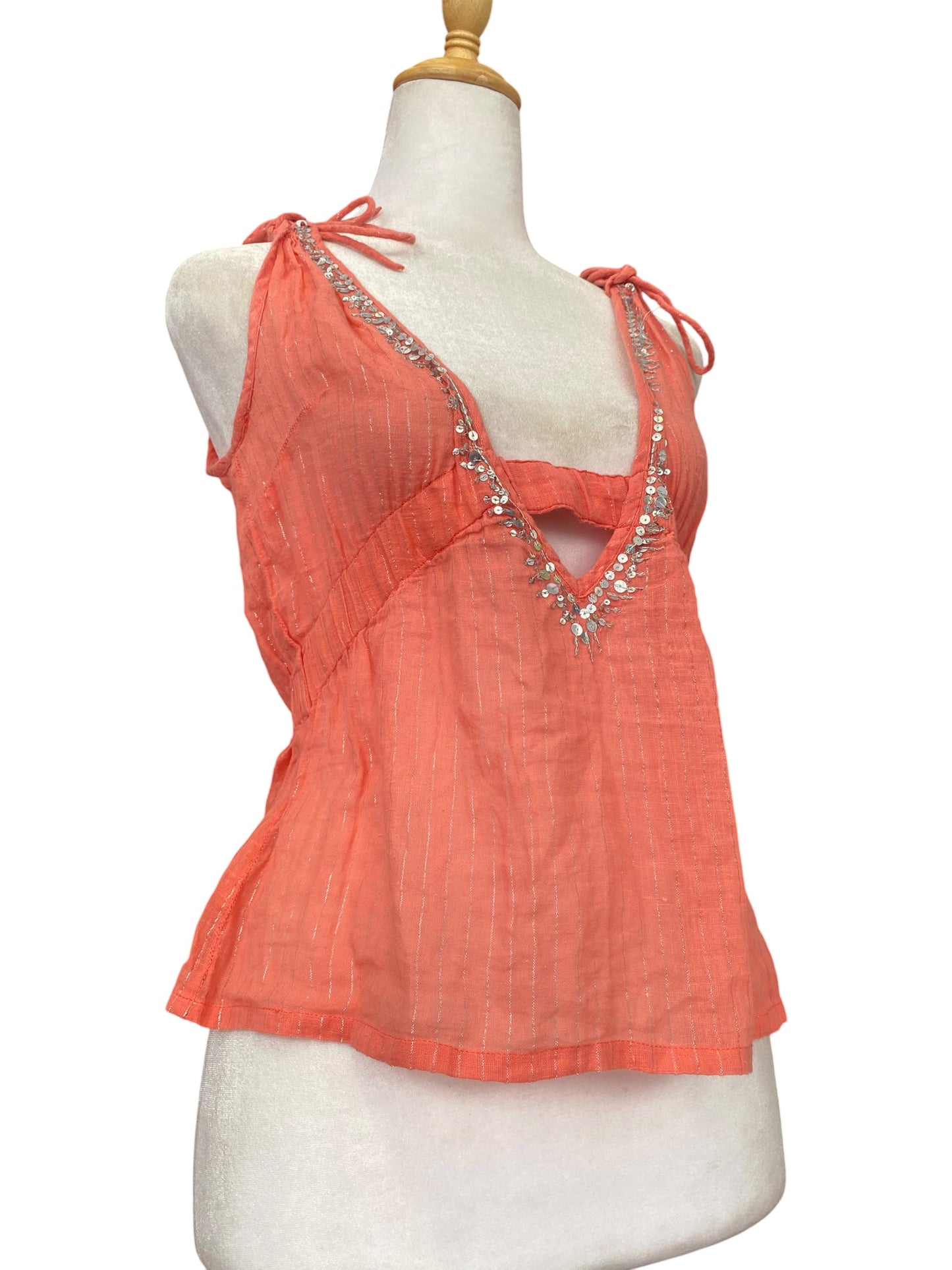 Coral sequin top