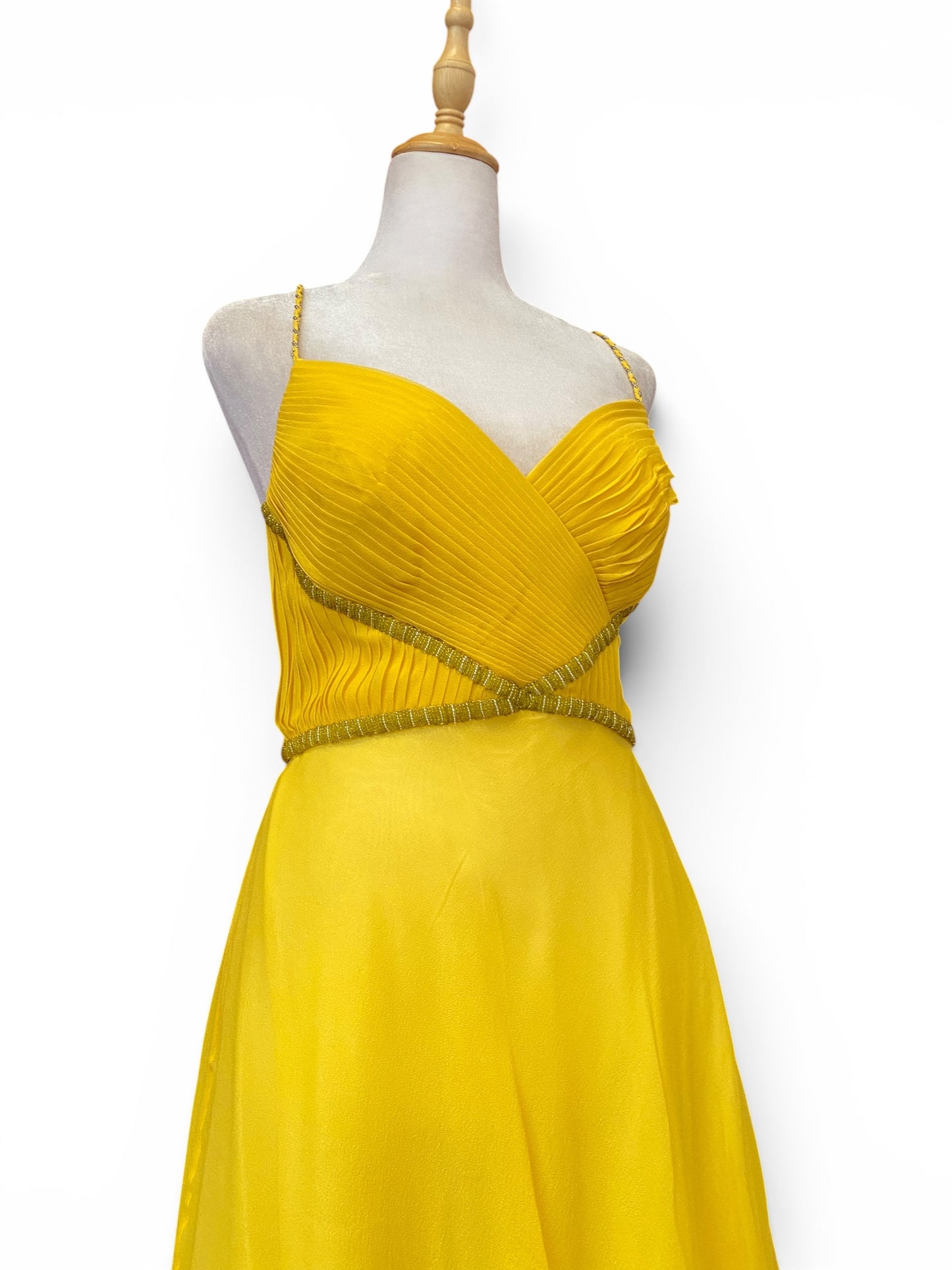 100% silk mini yellow dress