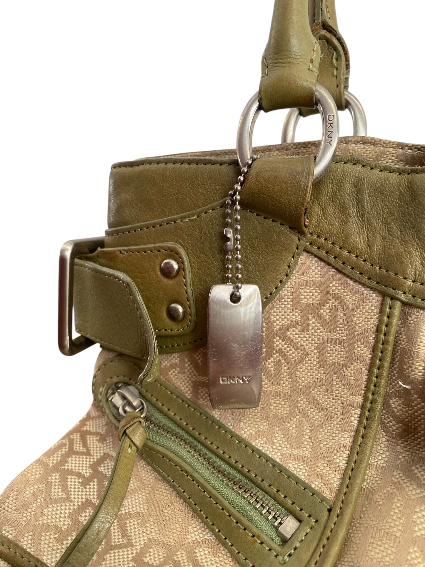 DNKY Green leather canvas bag