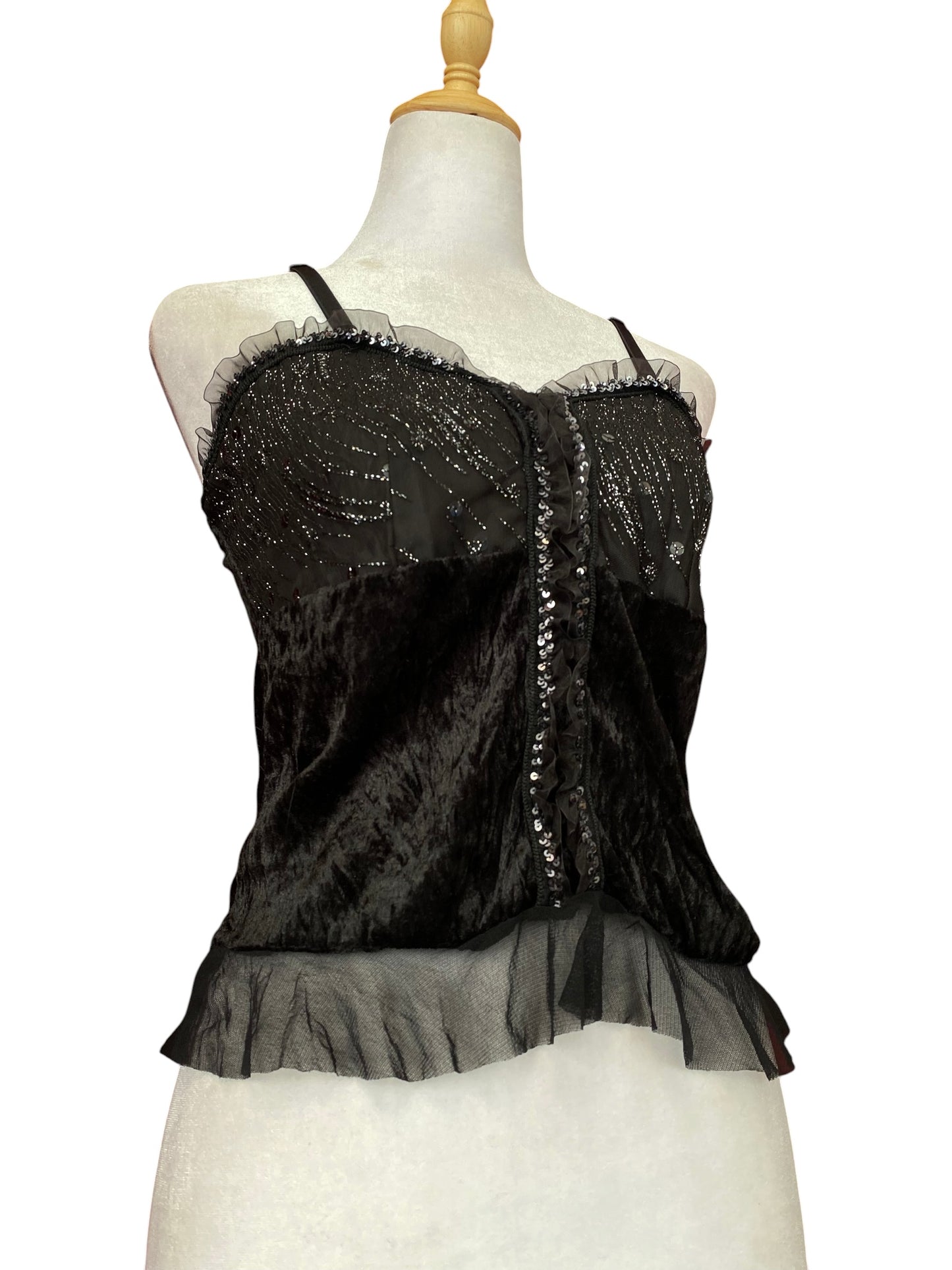 Black y2k velvet sequin top ♟️