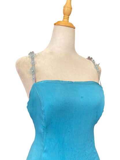100% silk corseted dress with flower straps 🦋