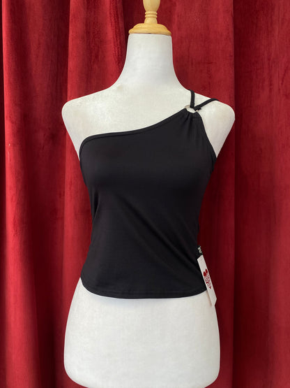 Black y2k one shoulder top