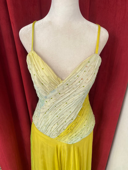100% silk hand painted floor length gown