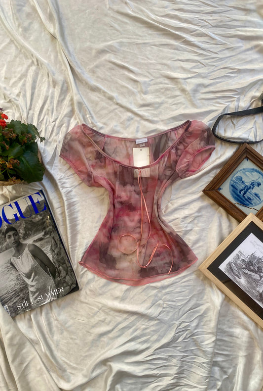 See through floral pink top 💐