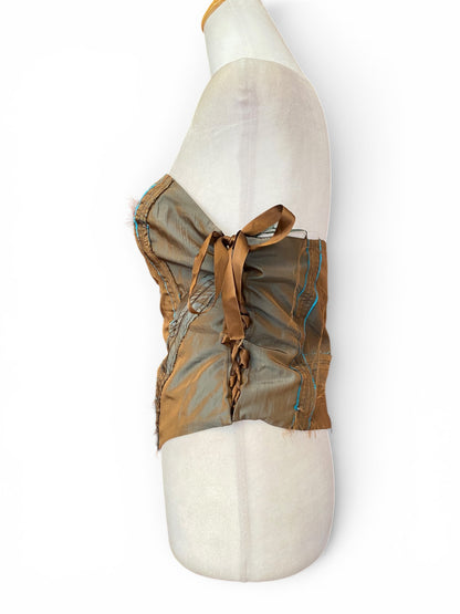 Brown organza corset with lace up detail