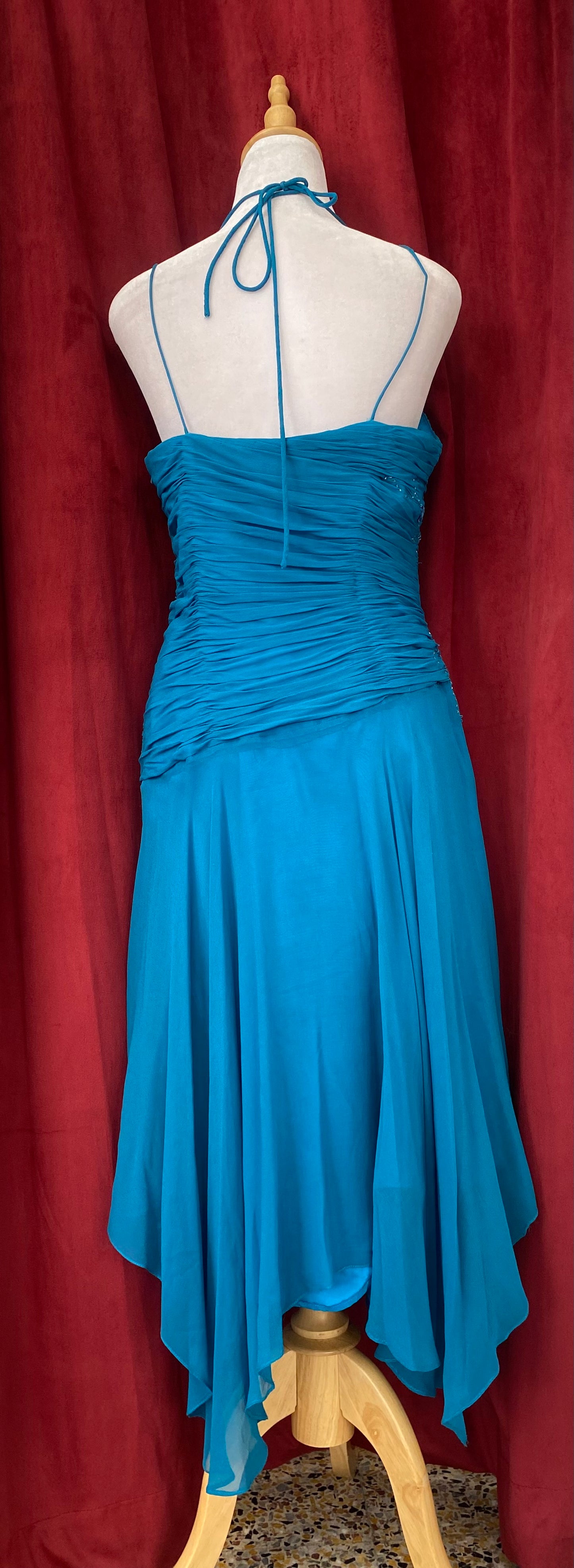 Azure blue chiffon gown