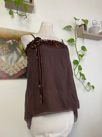 Brown brand new velvet top