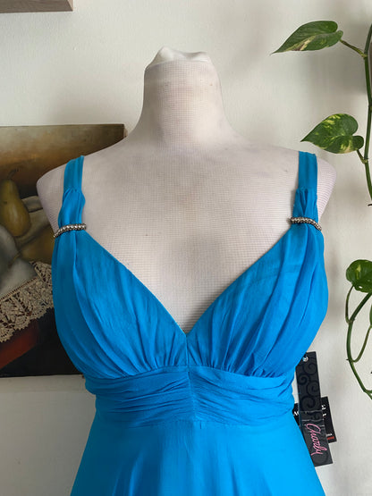100% silk brand new mini blue dress
