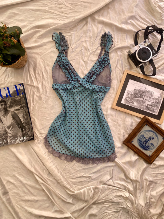 Turquoise polka dot lingerie top 🧚