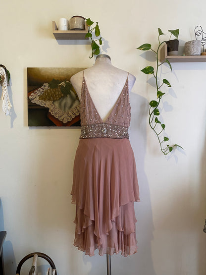 100% silk brand new handbeaded pink dress