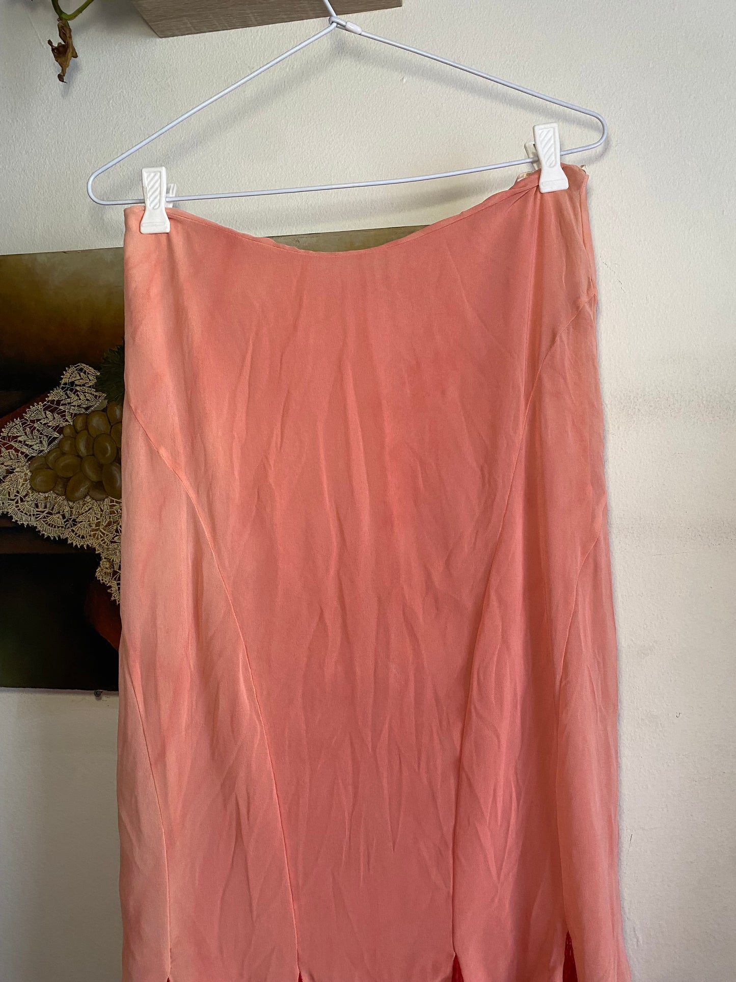 100% silk brand new pink and red maxi skirt