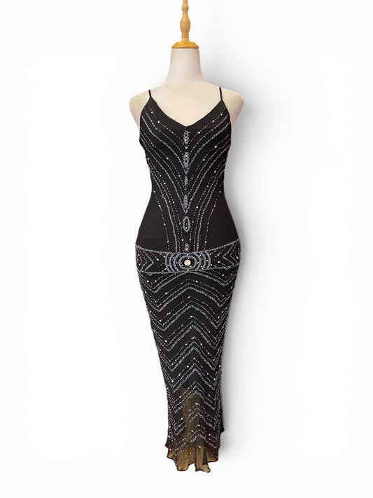 100% silk handbeaded gown