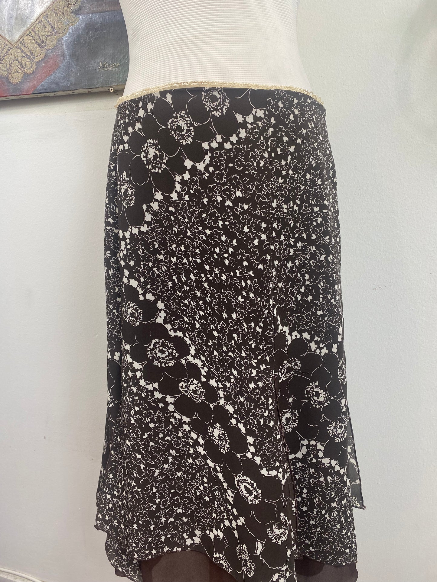 Brown floral midi fairy skirt