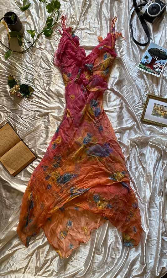 K derhy 2 layers ruffled summer sunset dress